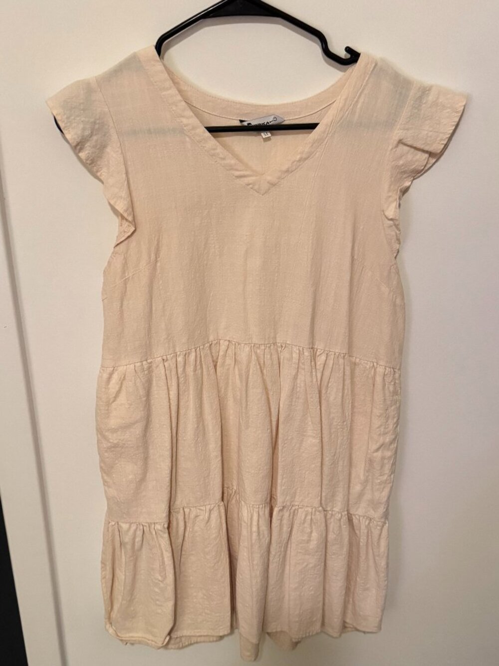 cream tiered mini dress